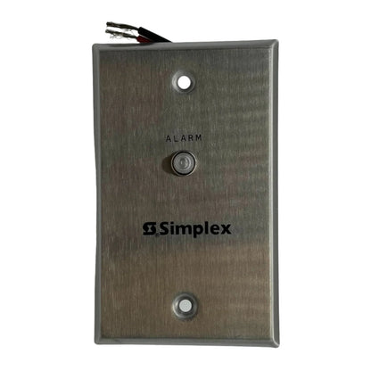 Simplex 2098-9808 conventional photo smoke detector with remote alarm indicator, mounted on ceiling for fire safety detection.