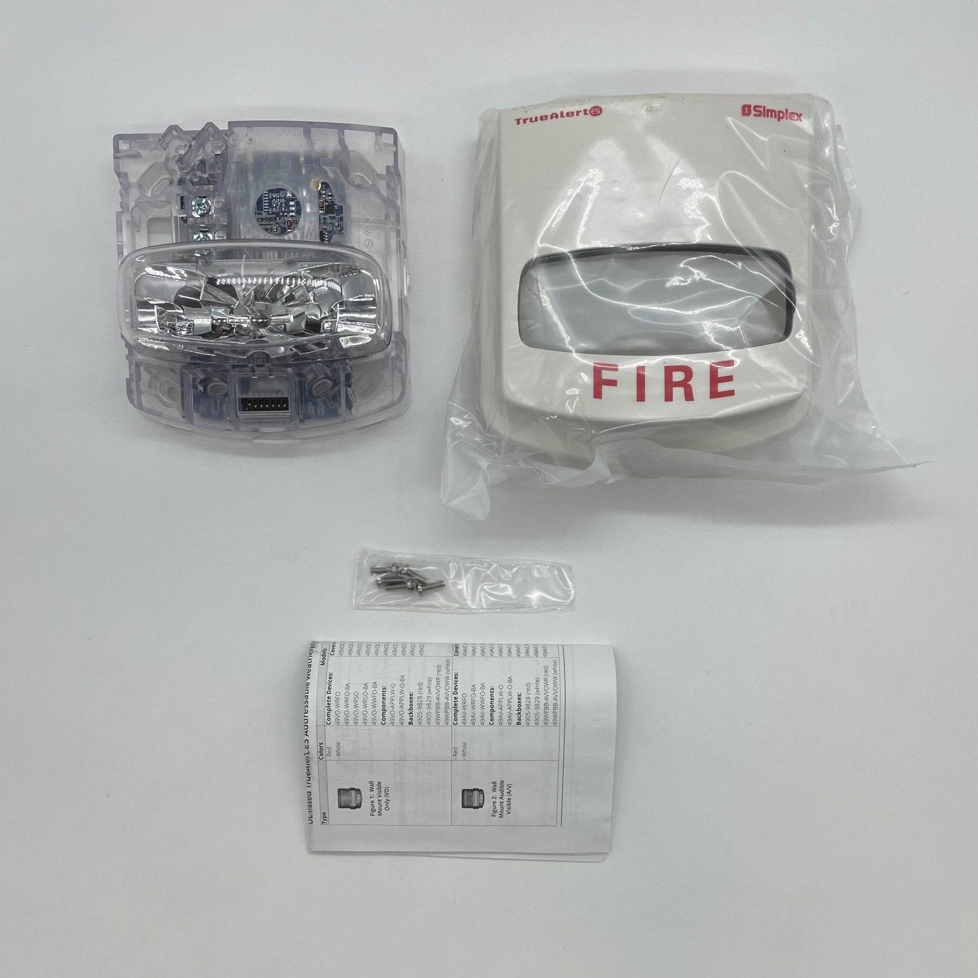 Simplex TrueAlert ES addressable wall-mount strobe light in white for visual alert and emergency notification.