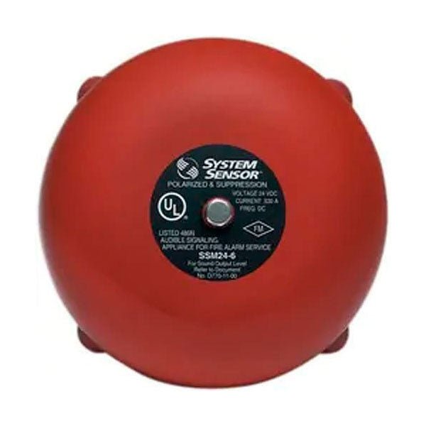System Sensor SSM24-6 smart smoke detector with 24V multi-criteria sensor and bell for fire safety alert.