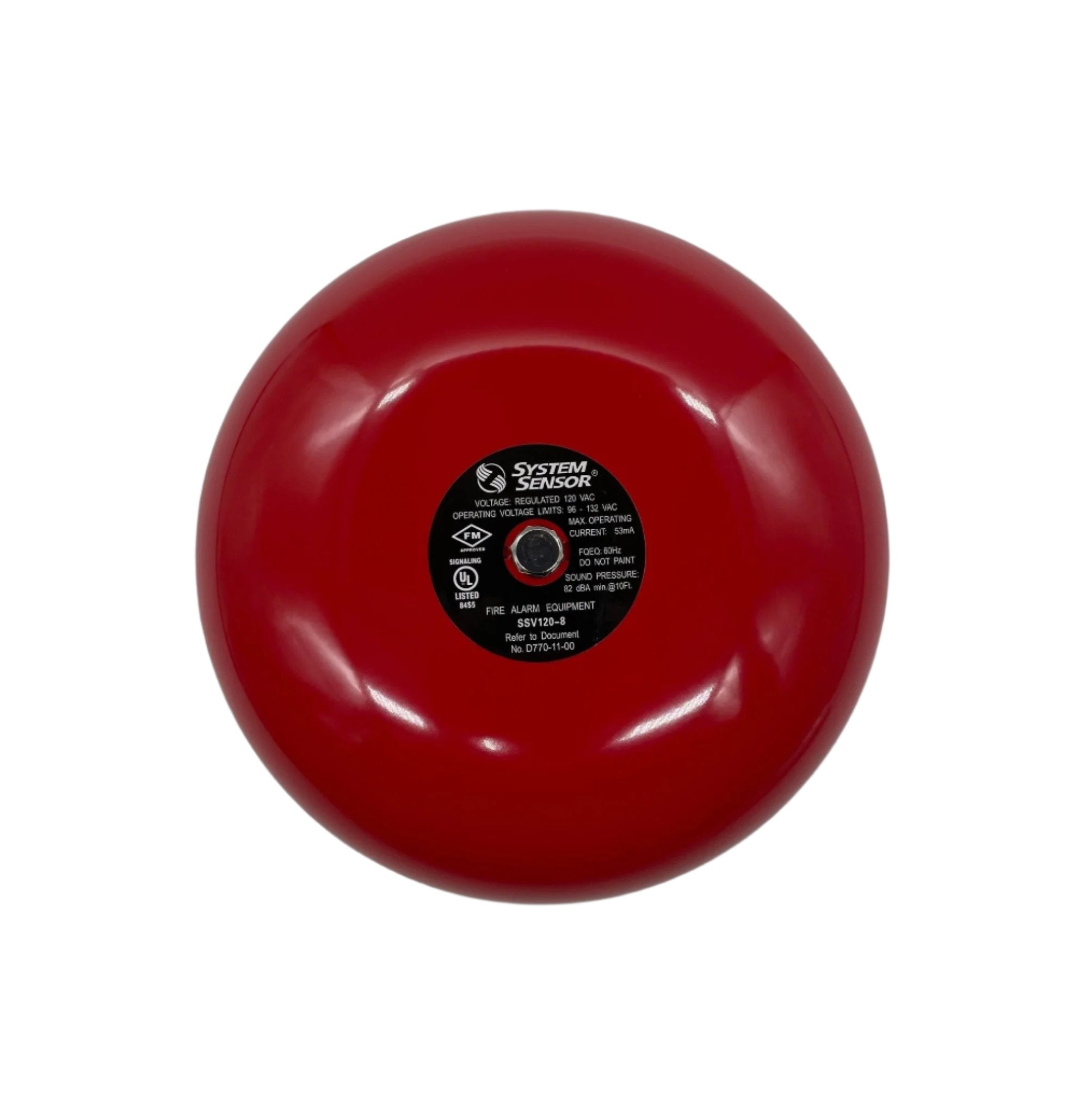 System Sensor SSV120-8 smoke detector with 120V alarm bell, multi-criteria smart sensor for fire safety, mounted on wall.