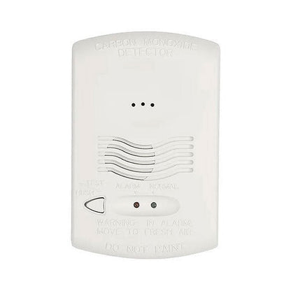 System Sensor CO1224T carbon monoxide detector with digital display, mounted on wall, showing alert indicators and test button.