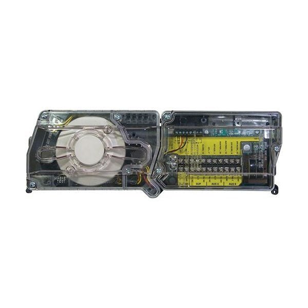 System Sensor D4120 4-wire duct smoke detector installed in HVAC duct system, designed for air quality and fire detection.