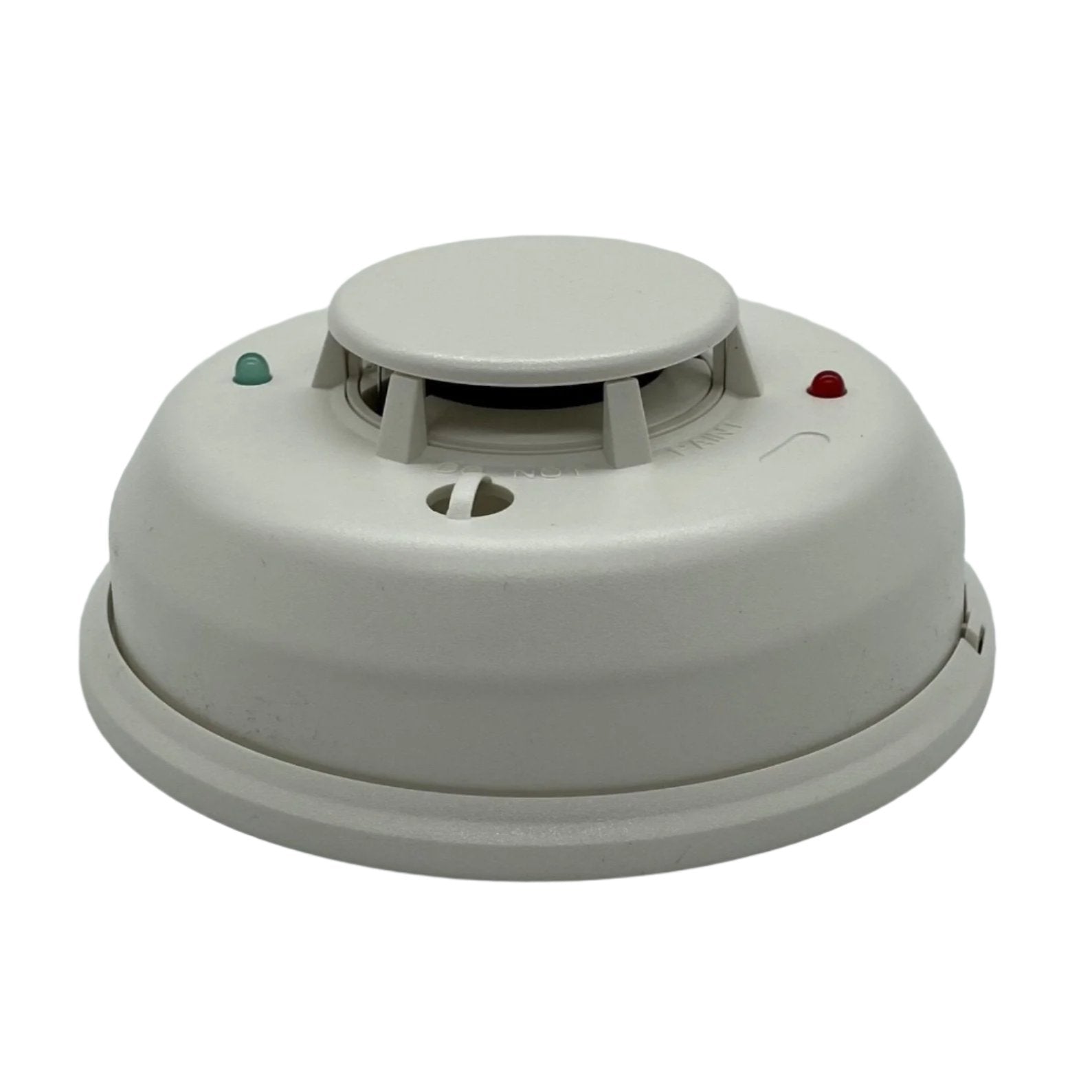 System Sensor 4WTA-B 4-wire smoke and heat detector with alarm sensor, mounted on ceiling for fire safety detection.