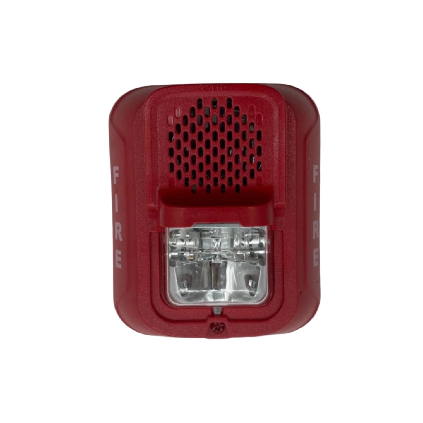 System Sensor P2RL-LF visual device with strobe light and low-frequency sounder for fire alarm signaling.