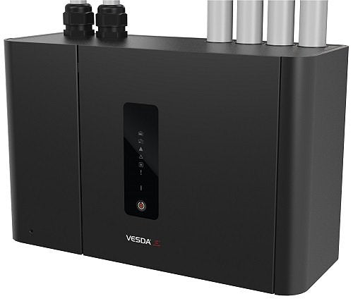 Vesda VEP-A00-P-UL VESDA-E aspirating smoke detector with LED indicators and 4-pipe configuration, designed for early fire detection.